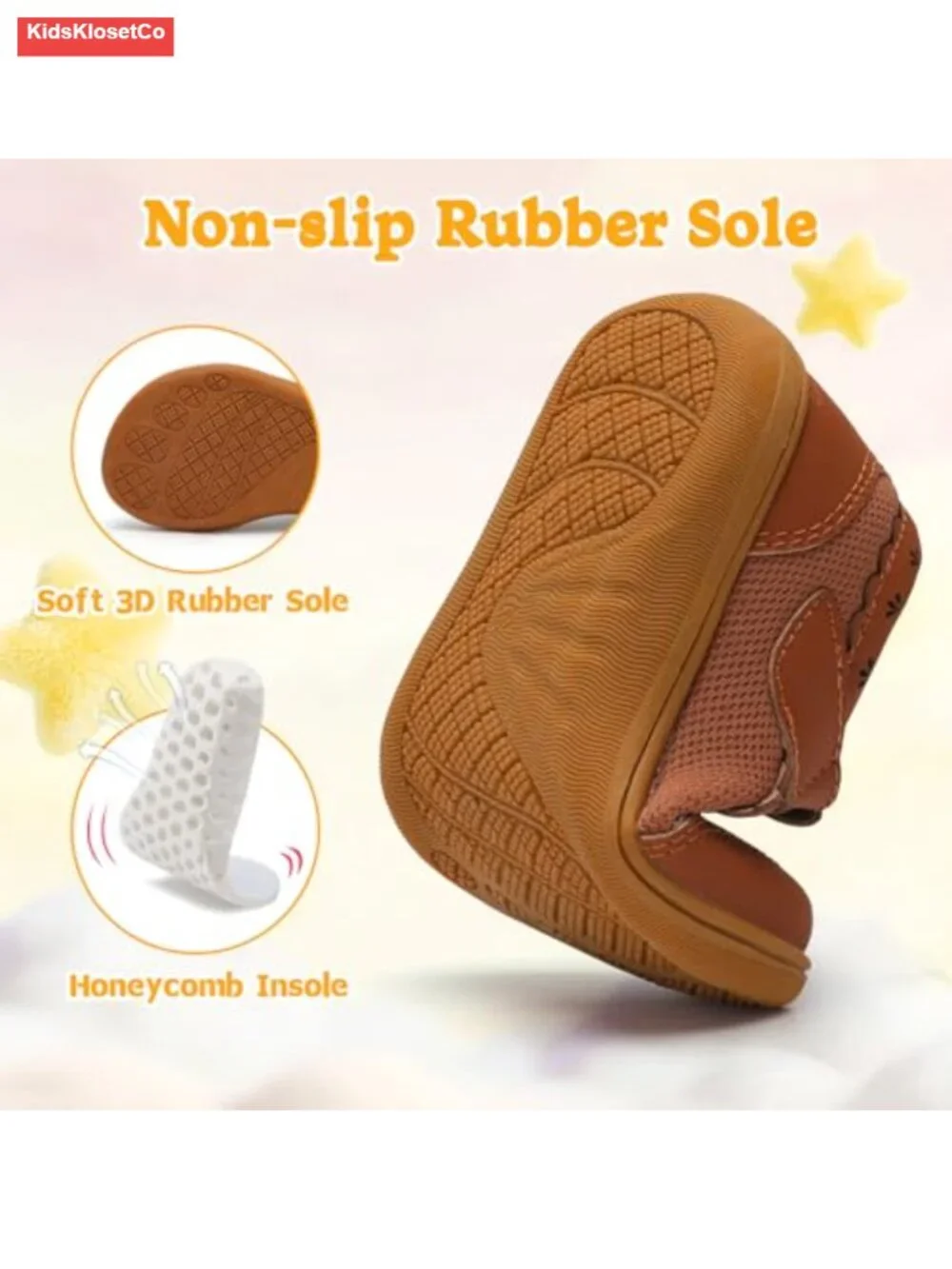 Girls Mary Jane Flats Wide Toe Box Hook and Loop Breathable Dress Shoes Zero